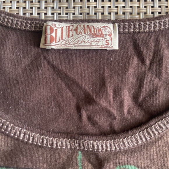 Blue canyon,Chocolate Olive and Brown Graphic Long Sleeve Top ,100% cotton - Picture 2 of 8